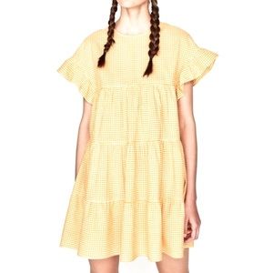 Yellow Gingham Dress Zara